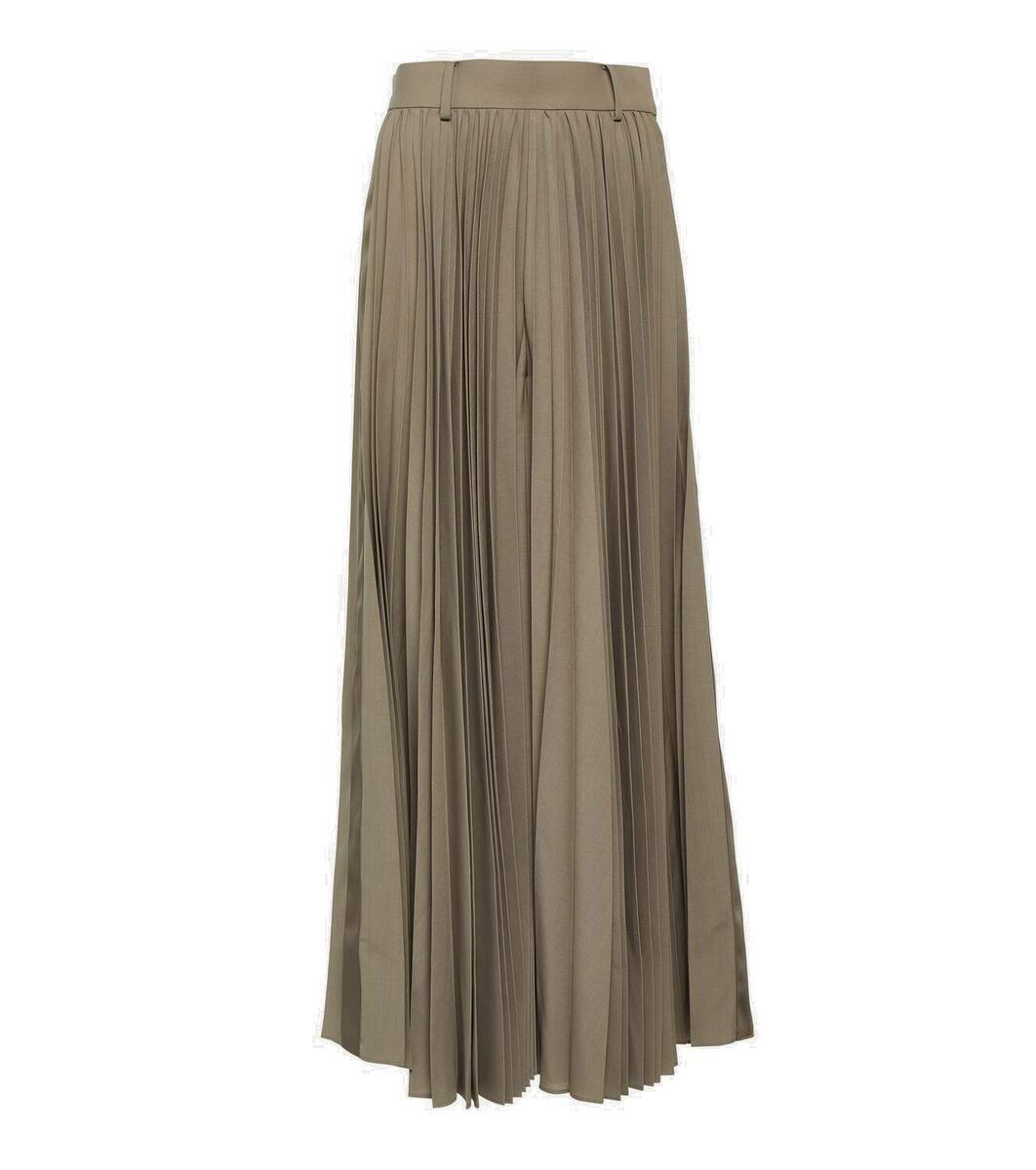 【送料&関税込】Sacai Beige Polyester Skirt Sacai Pleated high-rise wide-leg pants Sacai
