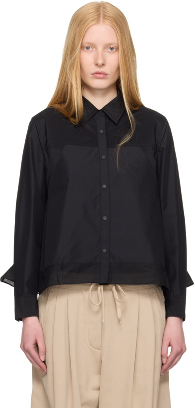 Photo: 3.1 Phillip Lim Black Long Sleeve Flounce Hem Shirt