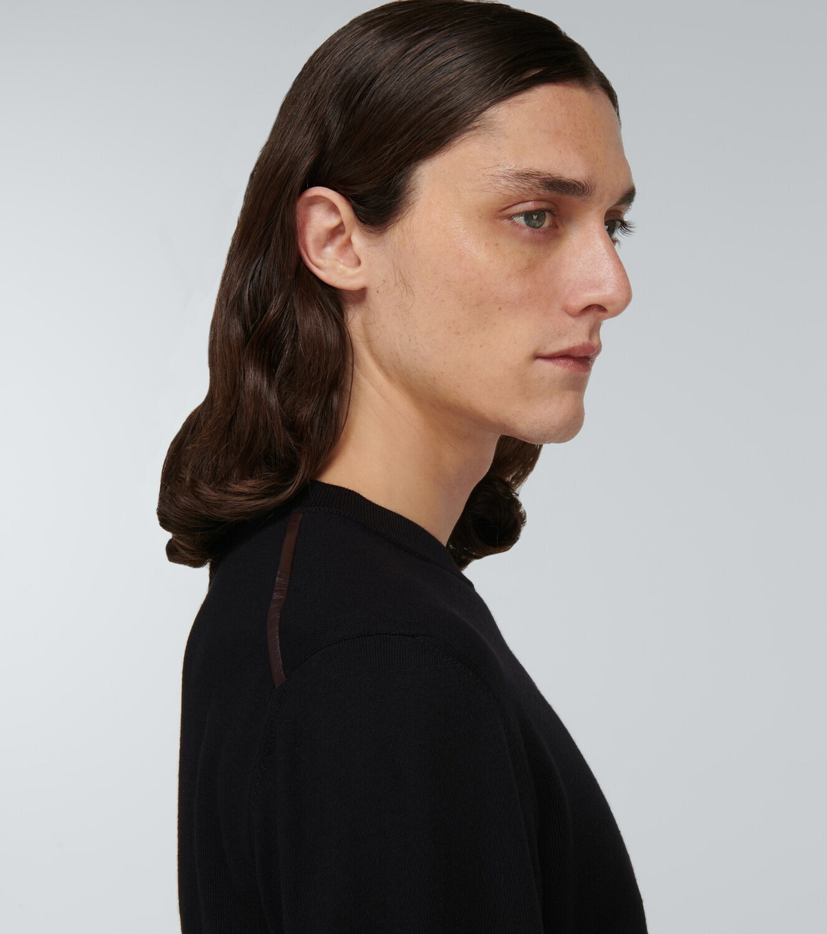 Berluti Leather-trimmed wool sweater