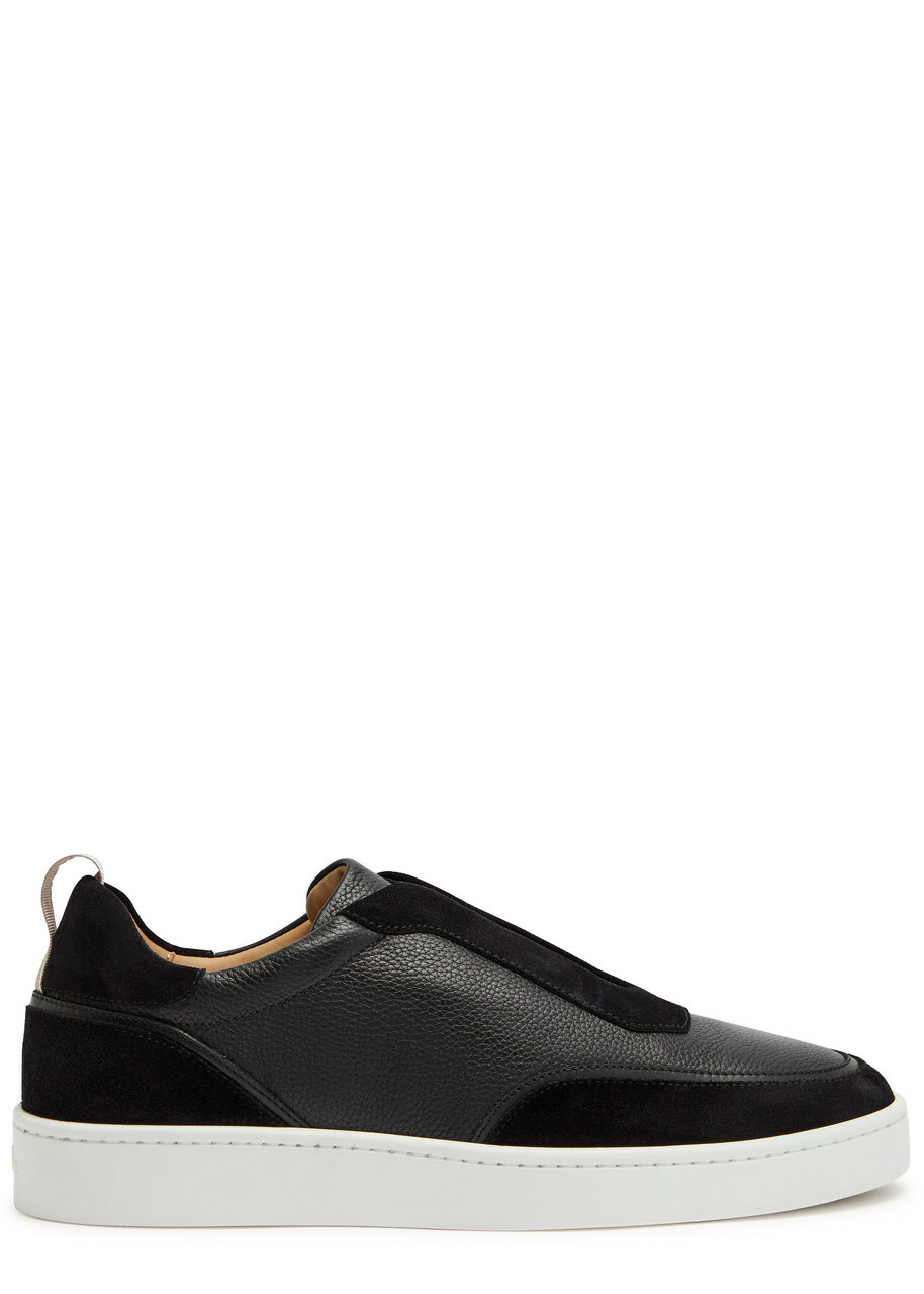 Aurélien Leisure 2.0 Panelled Grained Leather Sneakers Black