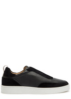 Aurélien Leisure 2.0 Panelled Grained Leather Sneakers Black