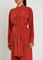 Joseph Yas Belted Silk Shirt Red