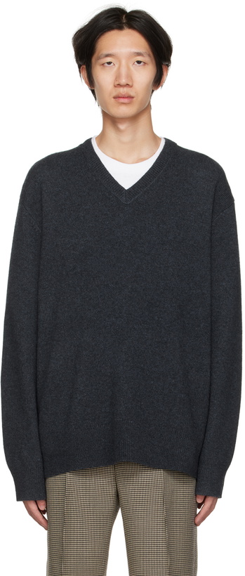 Photo: Acne Studios Gray V-Neck Sweater