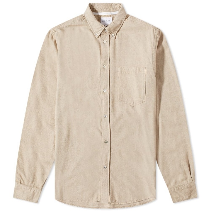 Photo: Norse Projects Men's Anton Brushed Flannel Button Down Shirt in Utility Khaki