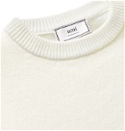 AMI - Oversized Logo-Intarsia Virgin Wool Sweater - Neutrals