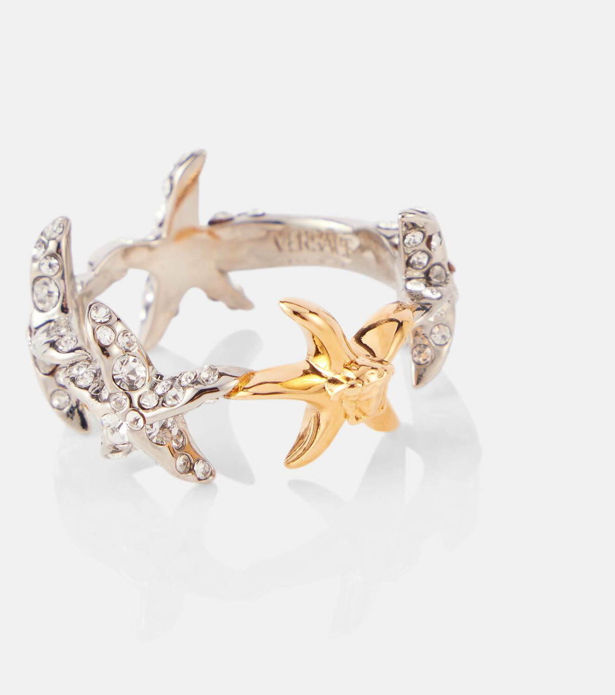 VERSACE Elegant Ring with Crystal Embellishments, Size 19