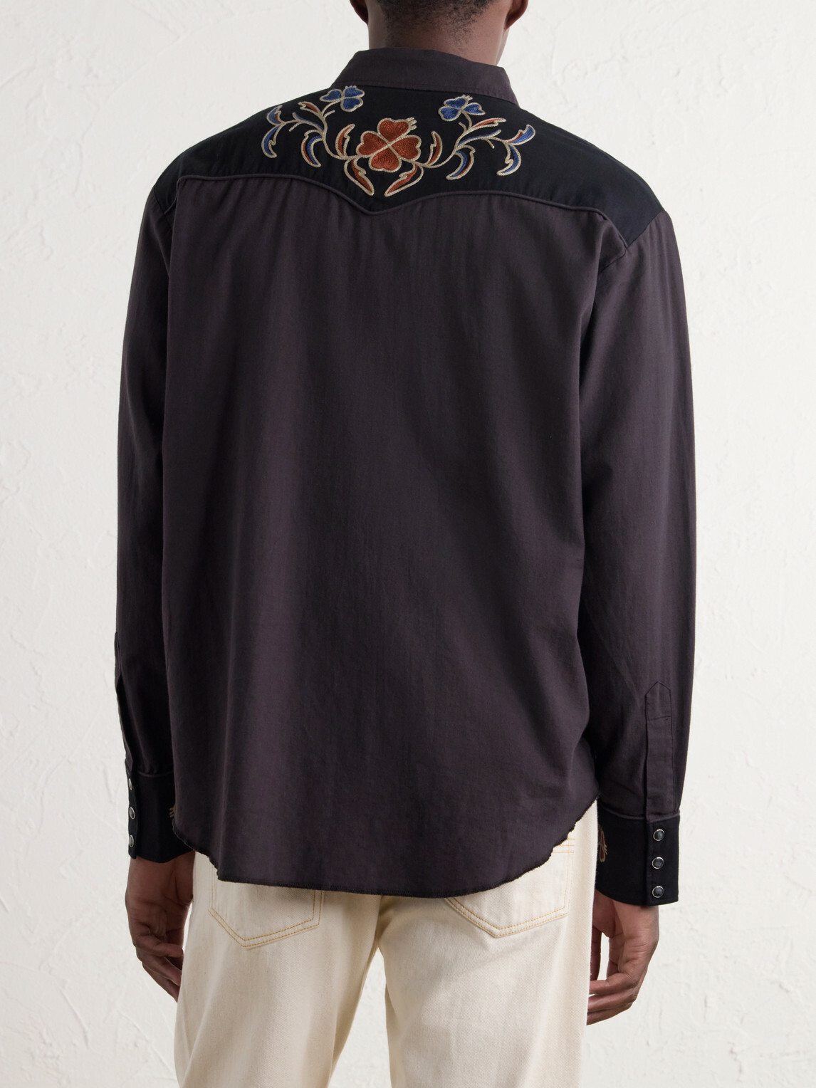 Human Made - Embroidered Cotton and Wool-Blend Twill Western Shirt - Purple