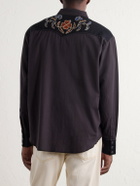Human Made - Embroidered Cotton and Wool-Blend Twill Western Shirt - Purple