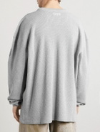 VETEMENTS - Printed Waffle-Knit Cotton Sweater - Gray