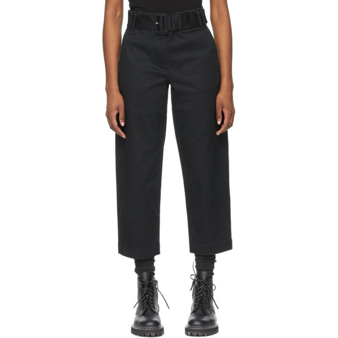 Photo: Proenza Schouler Black Cotton Twill Belted Trousers