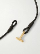 TOM FORD - Woven Leather and Gold-Plated Wrap Bracelet - Green