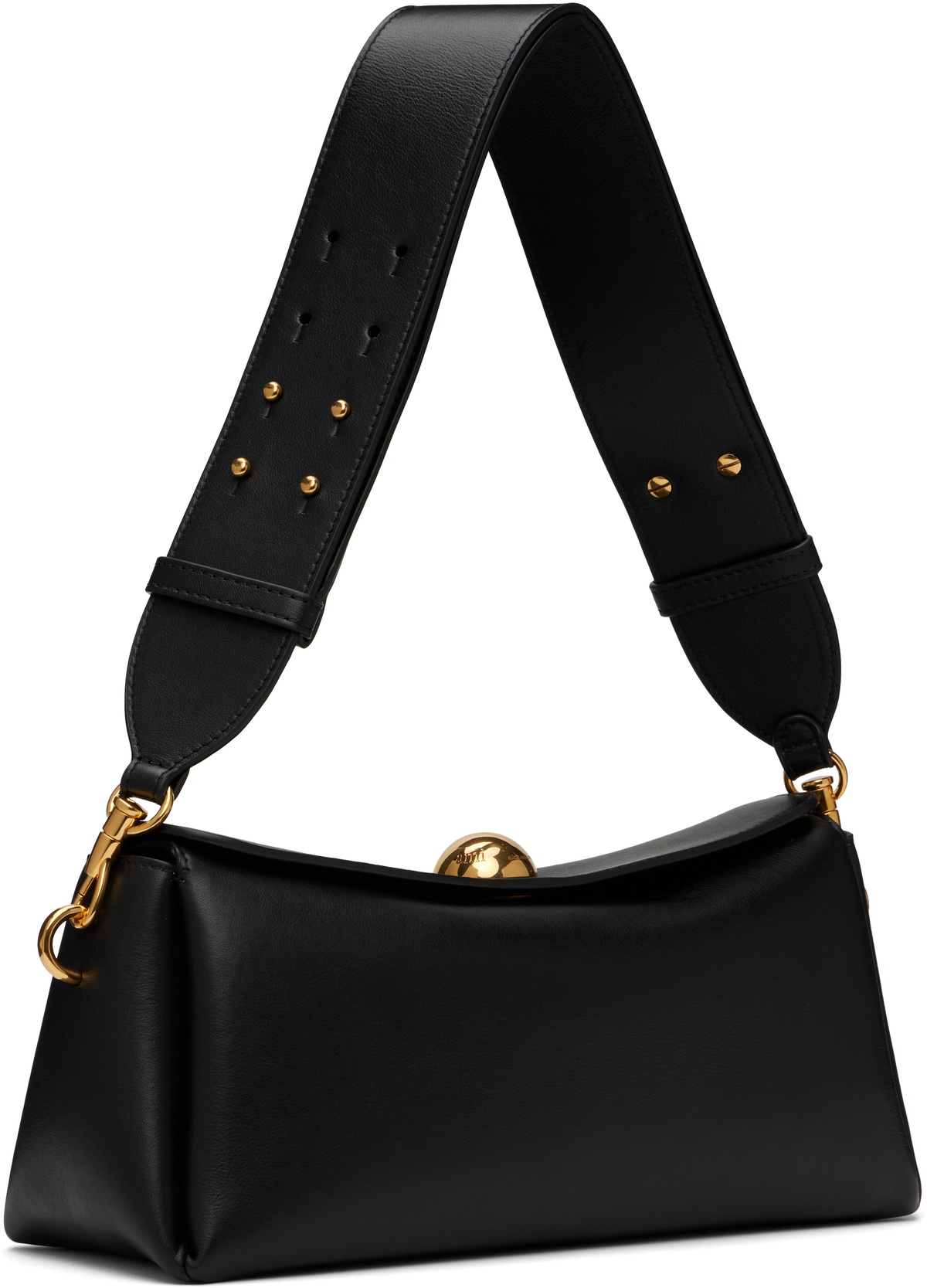 AMI Paris Black Leather Carrousel Bag