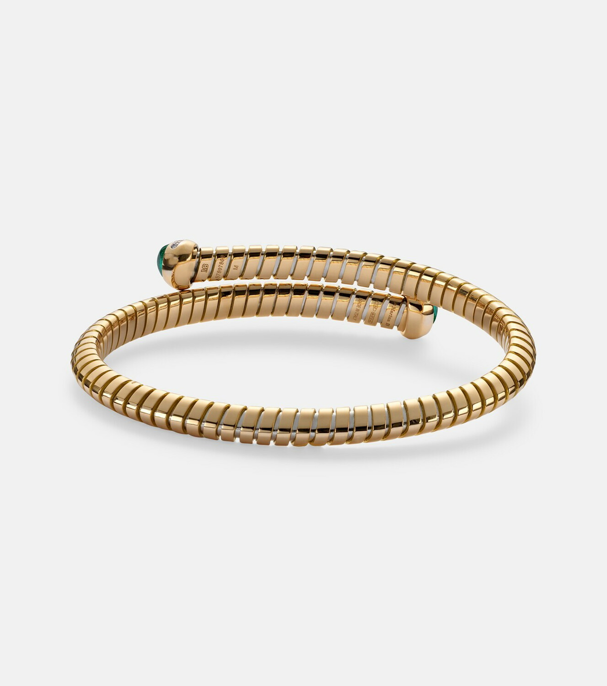 Marina B 18kt yellow gold bangle with emeralds and diamonds