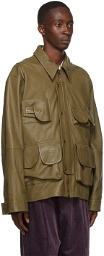 Acne Studios Khaki Grained Leather Jacket