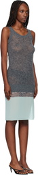 Coperni Gray & Green Multi-Layer Knit Slip Midi Dress