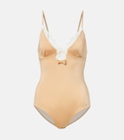 Chloé Bow-detail lace-trimmed bodysuit