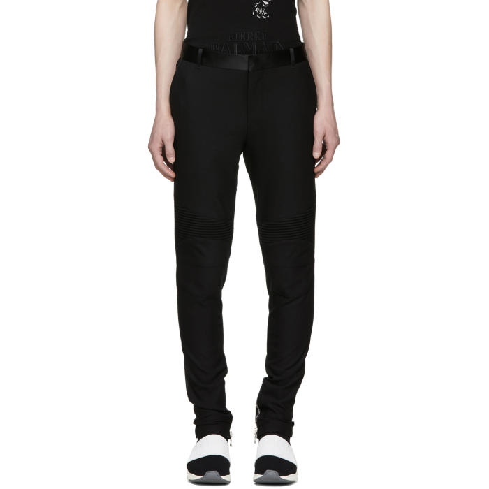 Photo: Balmain Black Satin Detail Trousers 