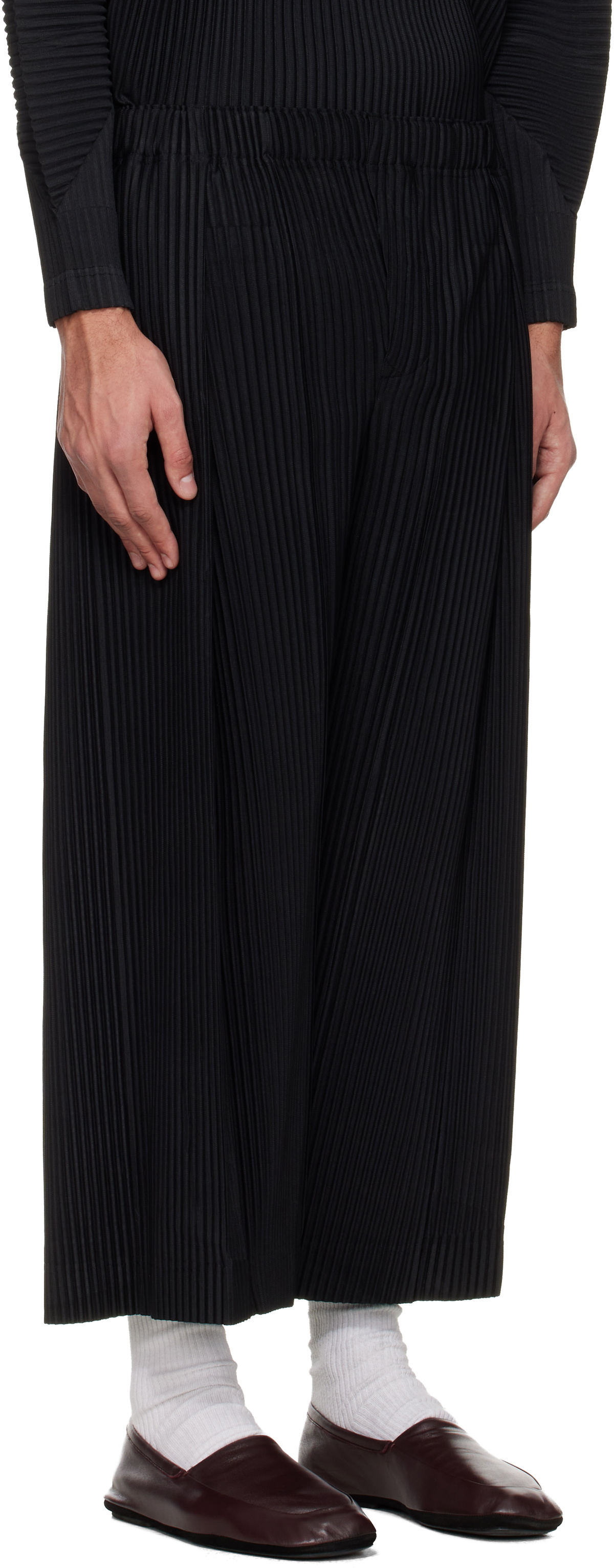 HOMME PLESSE黒 サイズ2 HOMME PLISSÉ ISSEY MIYAKE Black Pleats Bottoms 2 Trousers Homme