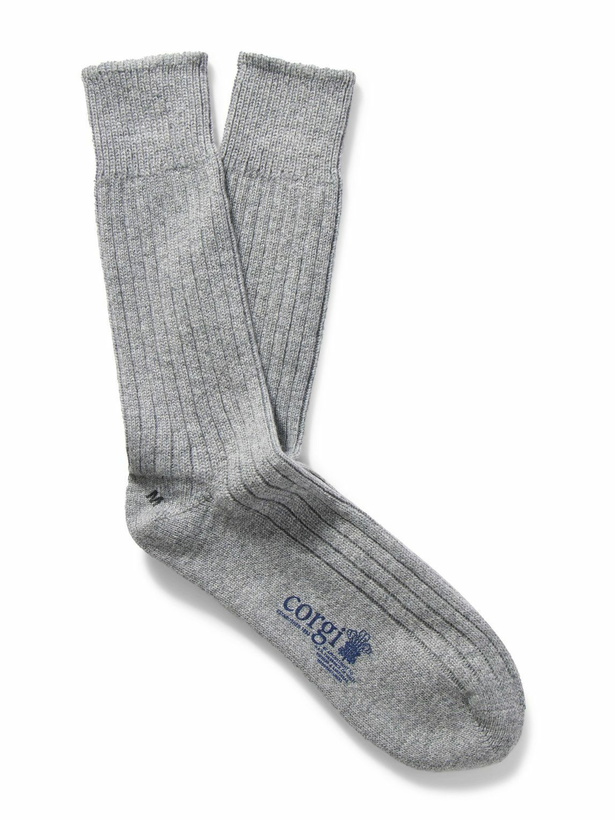Photo: Kingsman - Ribbed Cashmere Socks - Gray