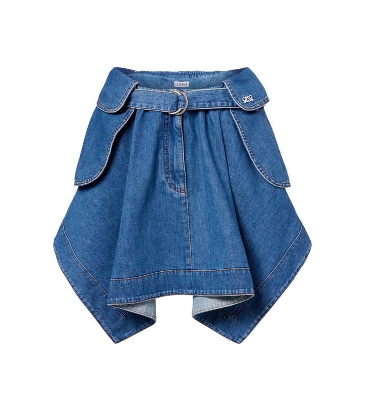Photo: Loewe Double L belted denim miniskirt