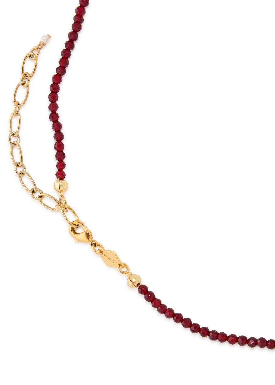Anni LU Dream Catcher 18kt Gold-plated Beaded Necklace - Burgundy - One Size