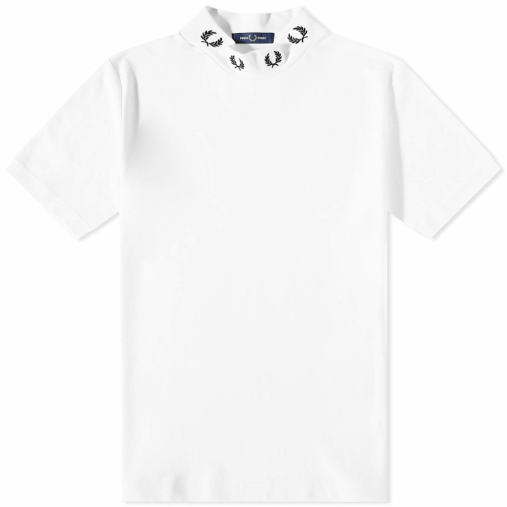 Photo: Fred Perry Men's Laurel Wreath High Neck T-Shirt in Snow White