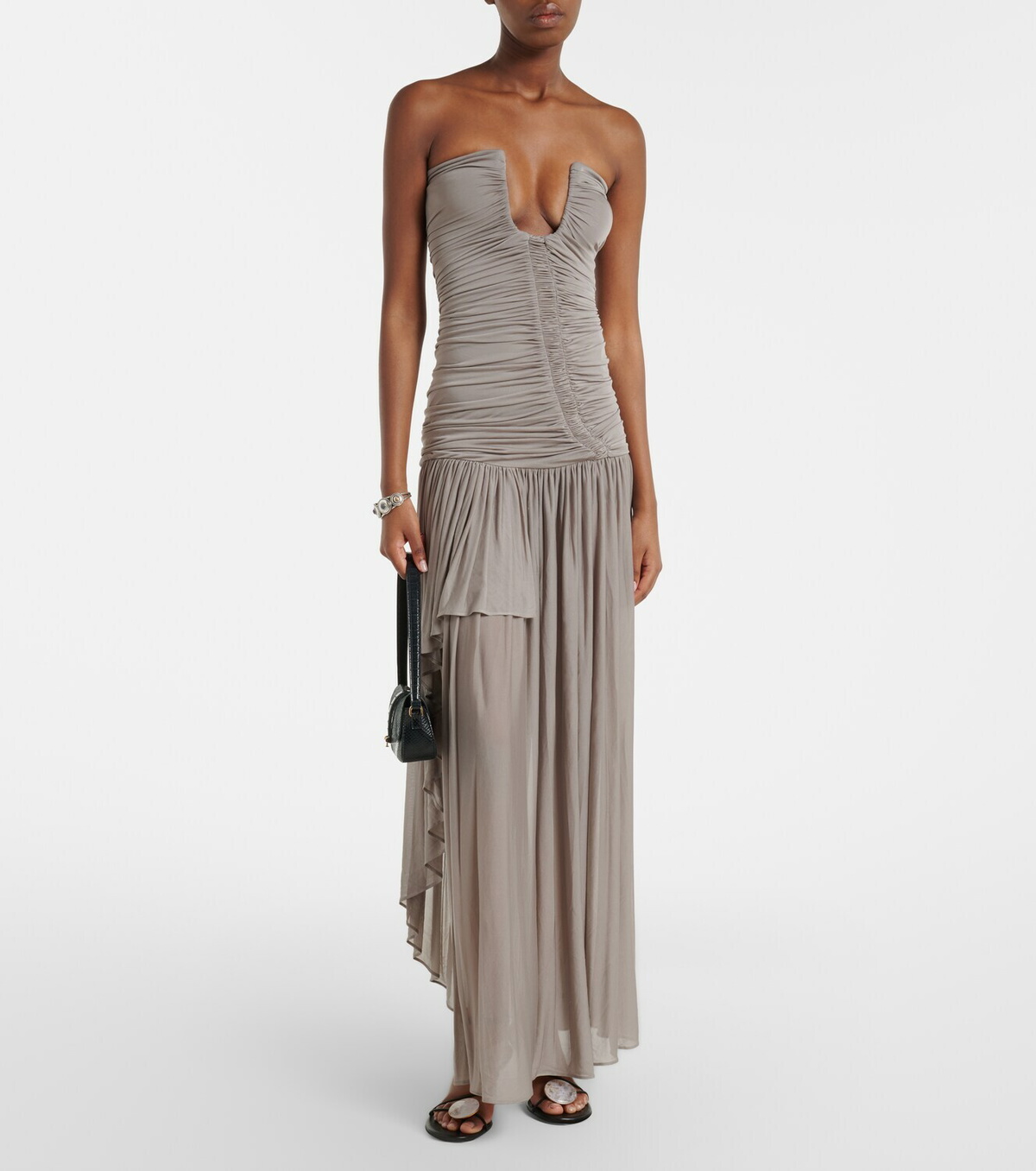 Christopher Esber Ruched asymmetric midi dress