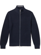 Theory - Gary Waffle-Knit Cotton and Cashmere-Blend Zip-Up Cardigan - Blue