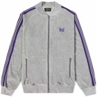 Needles Men's Velour Bomber Track Jacket in Grey