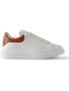 Alexander McQueen - Exaggerated-Sole Croc-Effect Trimmed Leather Sneakers - White