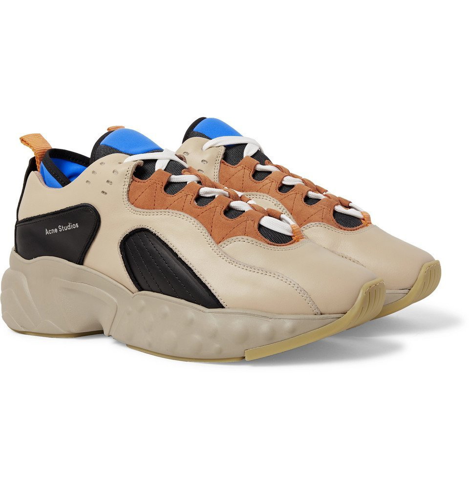 Suede Trimmed Leather Sneakers in Multicoloured - Acne Studios