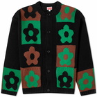 Kenzo Paris Men's Kenzo Boke Checkerboard Cardigan in Grass Green