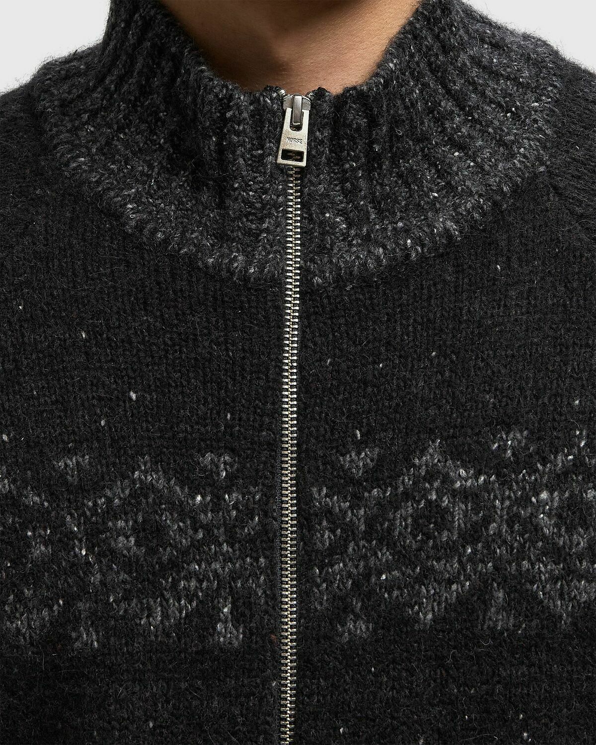 Norse Projects Ulf Full Zip Fairisle Cardigan Grey Mens Zippers & Cardigan