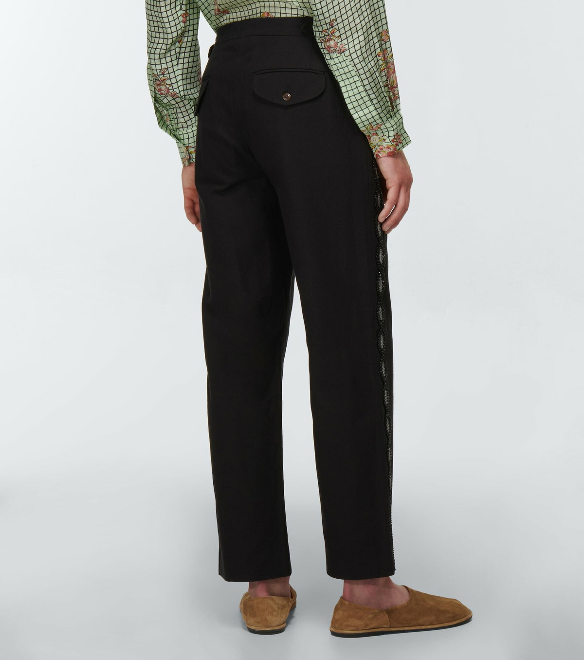 Bode - Beaded Harlequin straight cotton pants Bode