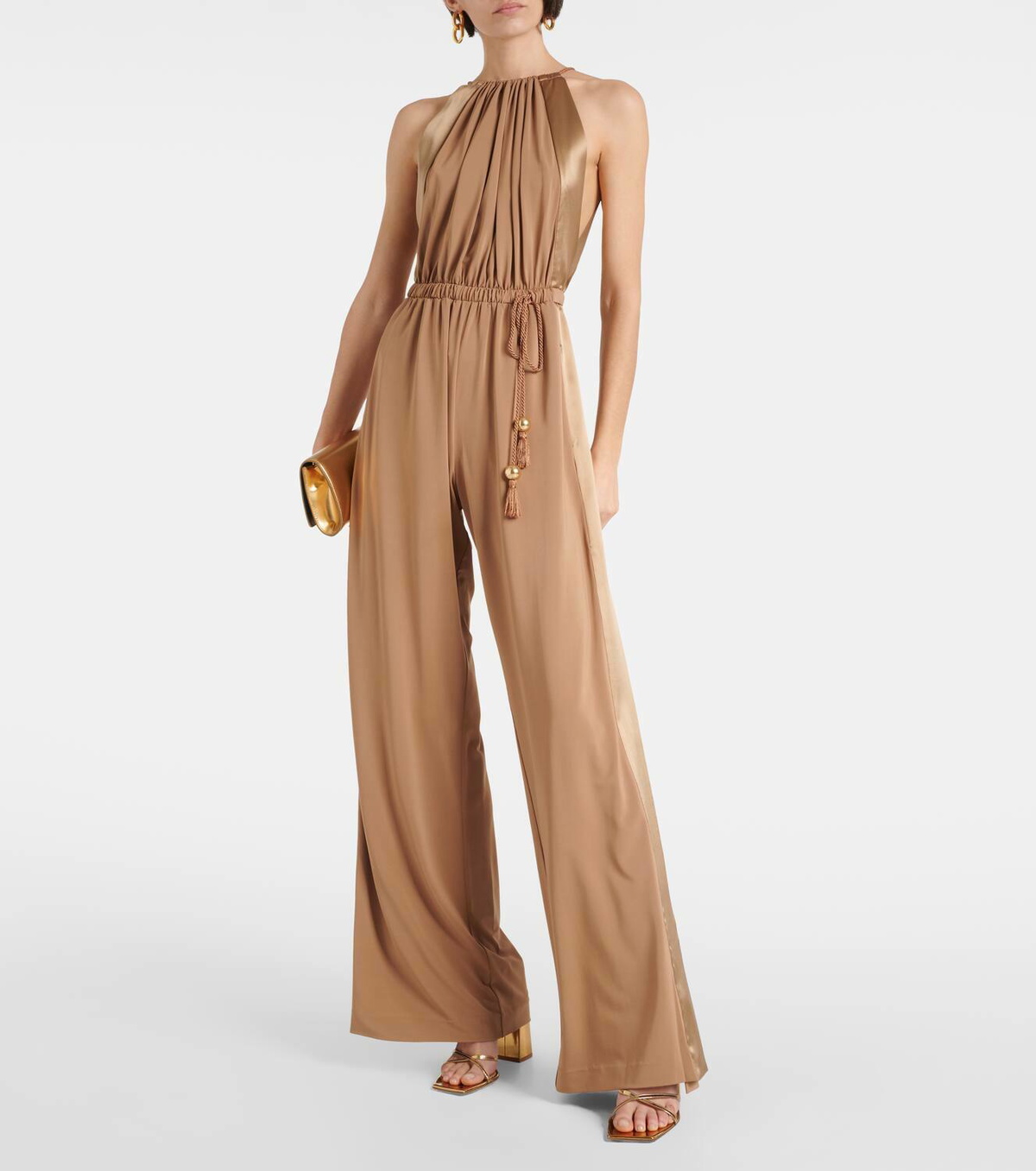 【送料&関税込】Max Mara Pleated Jumpsuit MAX MARA STUDIO Pleated satin-crepe wide-leg jumpsuit | THE