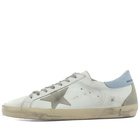 Golden Goose Men's Super-Star Leather Sneakers in White/Ice/Powder Blue