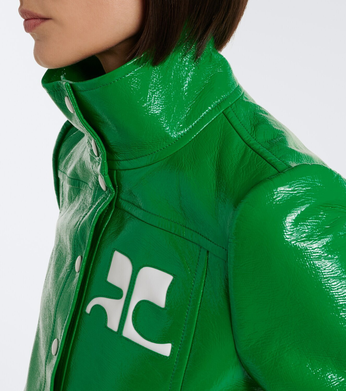 Courrèges Logo vinyl cropped jacket