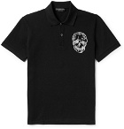Alexander McQueen - Slim-Fit Embroidered Cotton-Piqué Polo Shirt - Black