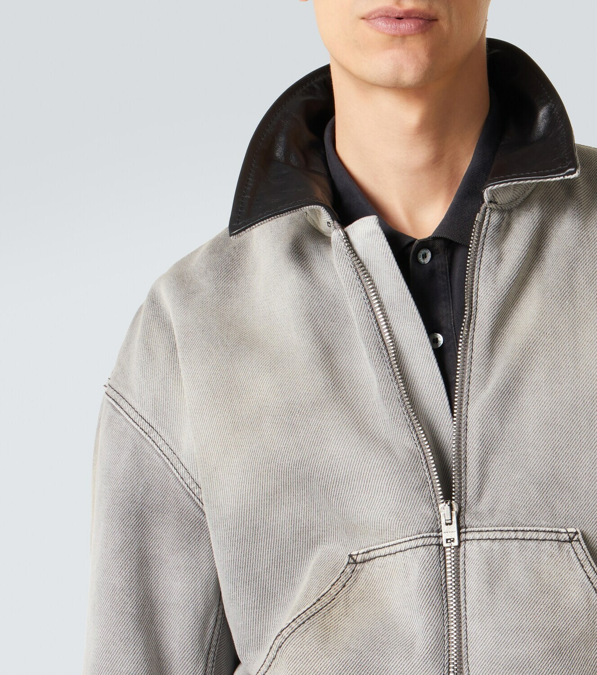 Acne Studios Leather-trimmed denim jacket