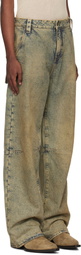 GUESS USA Blue Flannel Lined Relaxed Denim Jeans