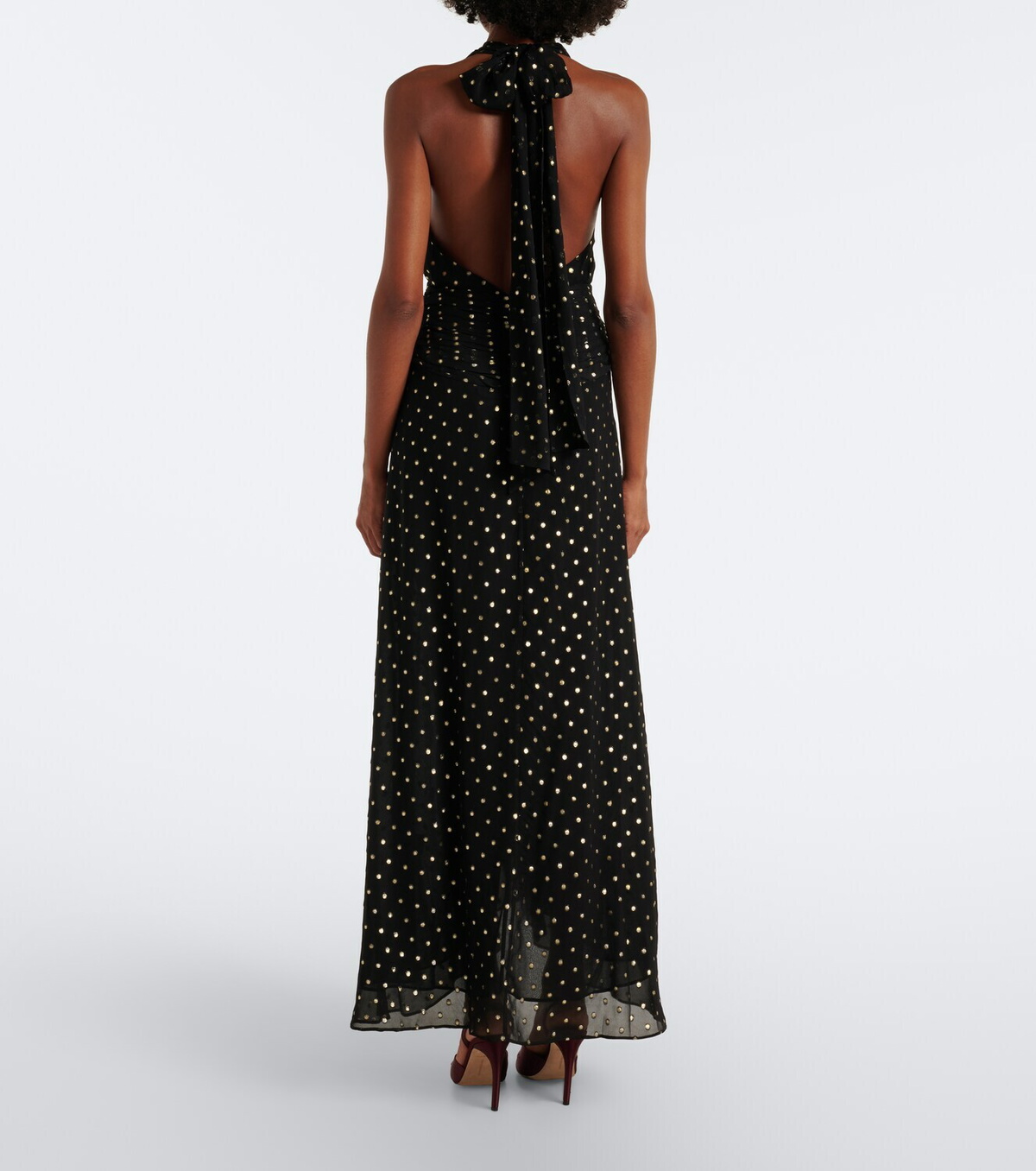 Rixo Alaina polka-dot halterneck midi dress