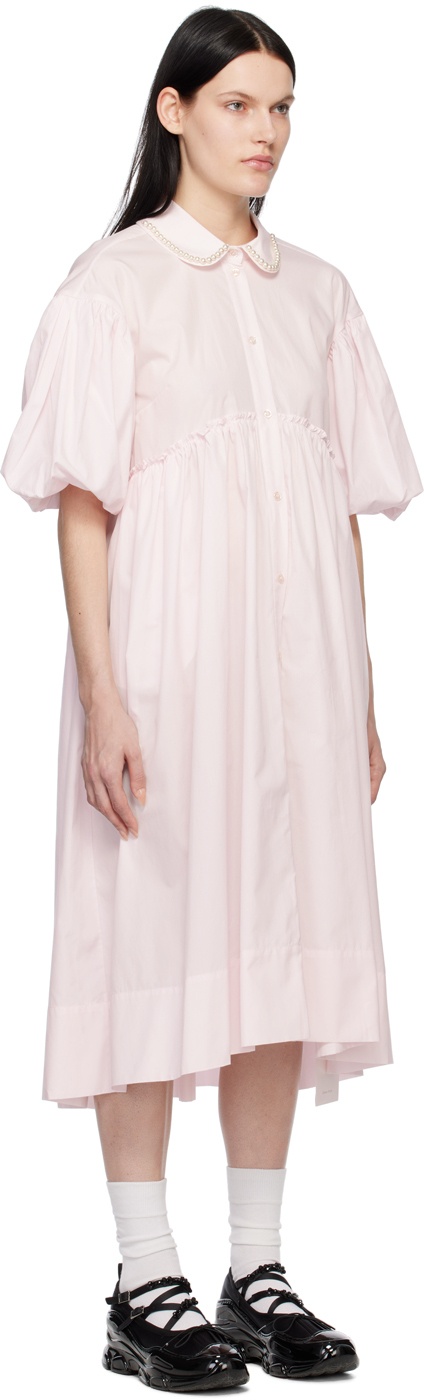 Simone Rocha Pink Puff Sleeve Midi Dress Simone Rocha