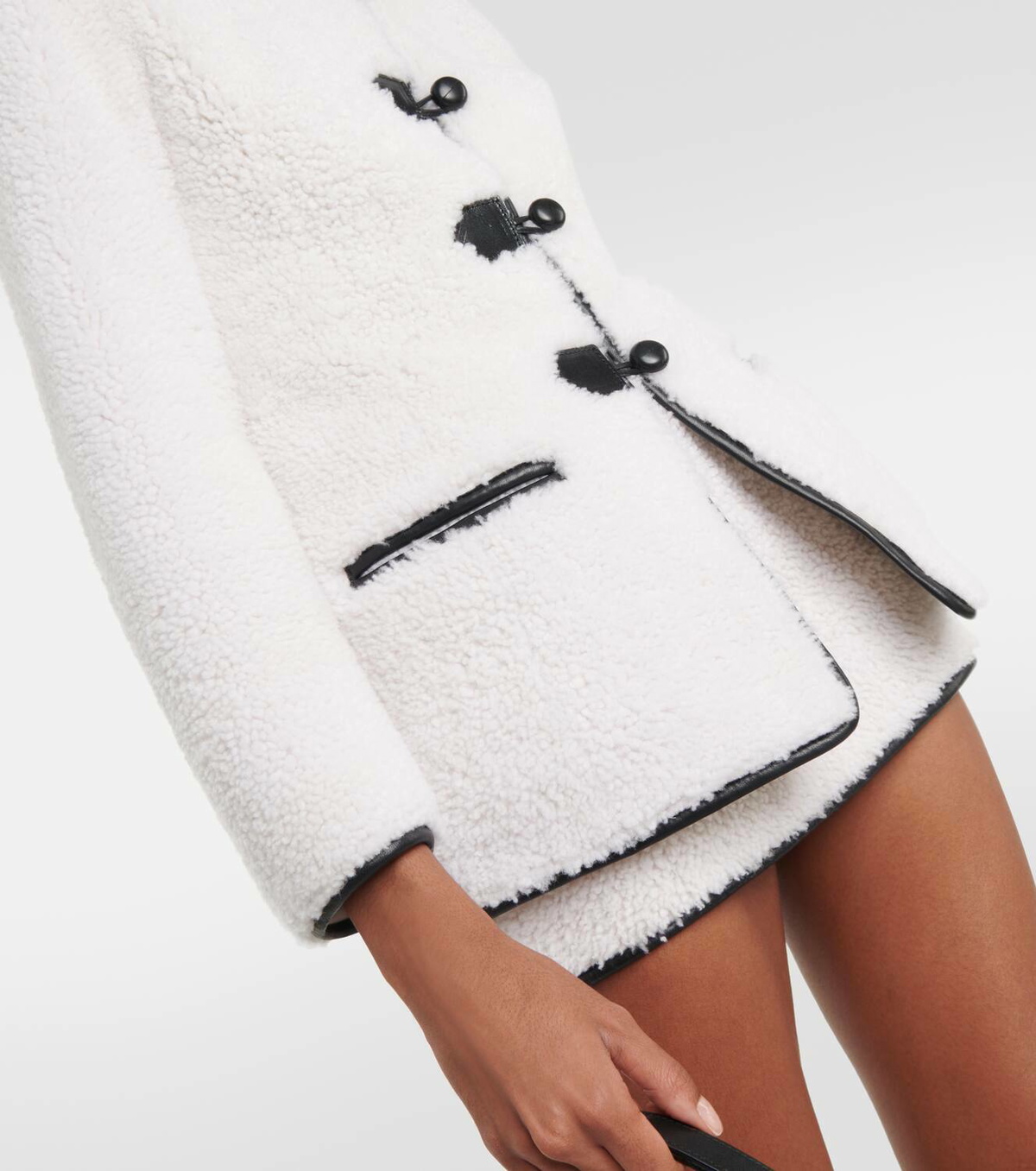 Blancha Leather-trimmed shearling jacket