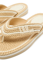 Chloe Chloé Sand Woven and Leather Flip Flops Beige