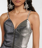 Area - Embellished metallic corset top