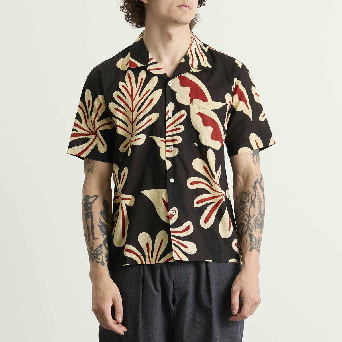 Universal Works Men's Baja Print Road Shirt in Black