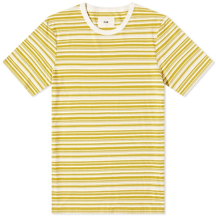 Photo: Folk Men's Hazy Stripe T-Shirt in Gold
