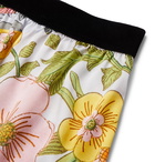 TOM FORD - Velvet-Trimmed Floral-Print Stretch-Silk Satin Boxer Shorts - Multi