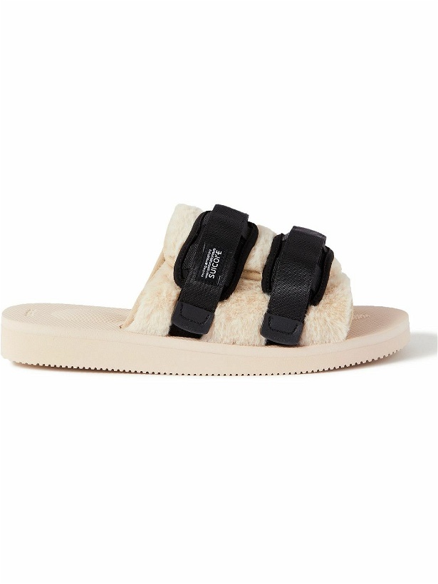 Photo: Suicoke - Moto Webbing and Shell-Trimmed Faux Fur Slides - Neutrals