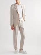 Brunello Cucinelli - Straight-Leg Pleated Linen, Wool and Silk-Blend Drawstring Suit Trousers - Neutrals